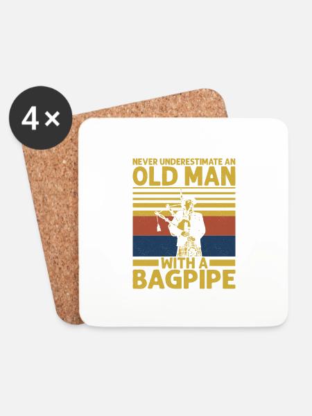 Never Underestimate An Old Man With A Bagpipe Bagp - Untersetzer (4er-Set) - Weiß