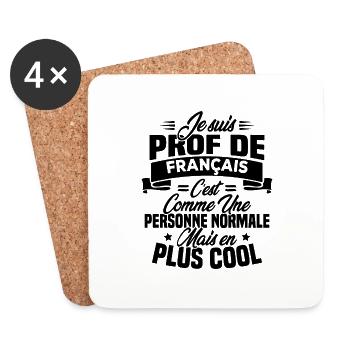 Je suis prof de français - Dessous de verre (lot de 4) - blanc - Devant