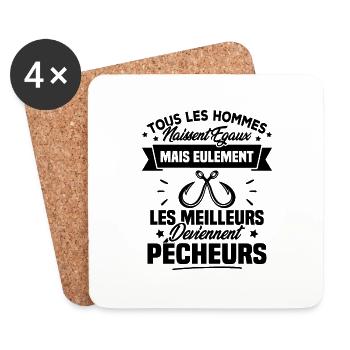 Les meilleurs hommes deviennent Pêcheurs - Dessous de verre (lot de 4) - blanc - Devant