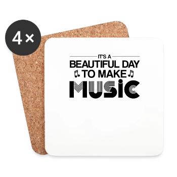 Vinyl Musician Retro Music Vinyl Vintage Music Making - Coasters (set of 4) - white - Front