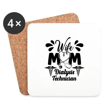 Épouse Maman Technicienne en dialyse Technicien en dialyse médicale - Dessous de verre (lot de 4) - blanc - Devant