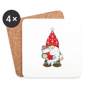 Noël Gnome Elfes Nains - Dessous de verre (lot de 4) - blanc - Devant
