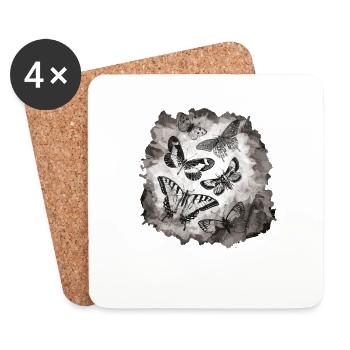 Butterflies insects - Coasters (set of 4) - white - Front
