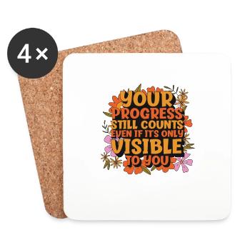 Living Progress cite un message positif - Dessous de verre (lot de 4) - blanc - Devant