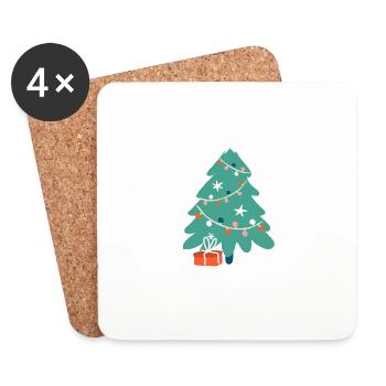 Weihnachtsbaum Tannenbaum Weihnachtsgeschenk - Untersetzer (4er-Set) - Weiß - Vorne