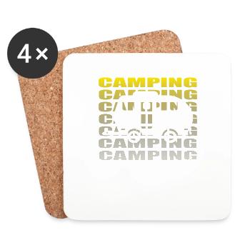 Camper Geschenkidee Camping - Untersetzer (4er-Set) - Weiß - Vorne