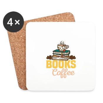Tout ce dont j’ai besoin, c’est de livres et de café L’amateur de livres lit - Dessous de verre (lot de 4) - blanc - Devant