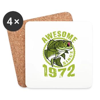 Awesome since 1972. Angel, Angler's Birthday - Coasters (set of 4) - white - Front