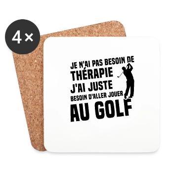 Thérapie golf - Humour cadeau golfeur - Dessous de verre (lot de 4) - blanc - Devant