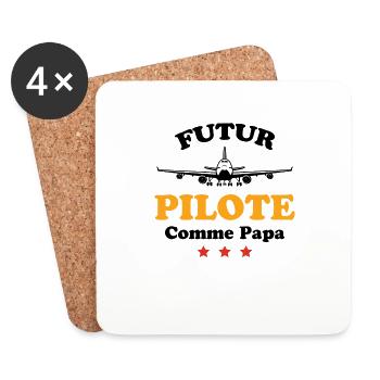 Futur pilote comme papa humour cadeau - Dessous de verre (lot de 4) - blanc - Devant