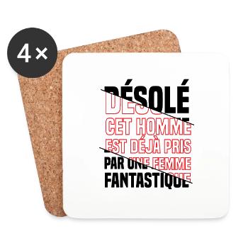 Désolé cet homme est déjà pris par une femme - Dessous de verre (lot de 4) - blanc - Devant