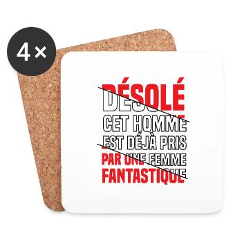 Désolé cet homme est déjà pris par une femme - Dessous de verre (lot de 4) - blanc - Devant