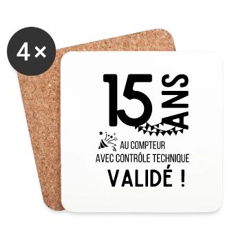 15 au compteur avec contrôle technique validé - Dessous de verre (lot de 4) - blanc - Devant