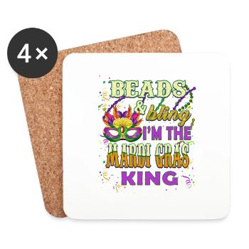 Perlen und Bling Ich bin der Mardi Gras King - Untersetzer (4er-Set) - Weiß - Vorne