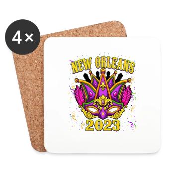 New Orleans 2023 Mardi Gras Festival - Untersetzer (4er-Set) - Weiß - Vorne