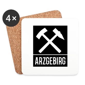 Arzgebirg Hammer Bergbau - Untersetzer (4er-Set) - Weiß - Vorne