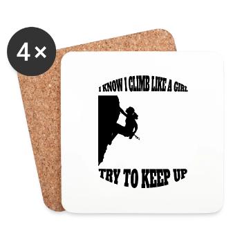 Climbing Mountaineering Girls Hiking Woman Bouldering - Coasters (set of 4) - white - Front