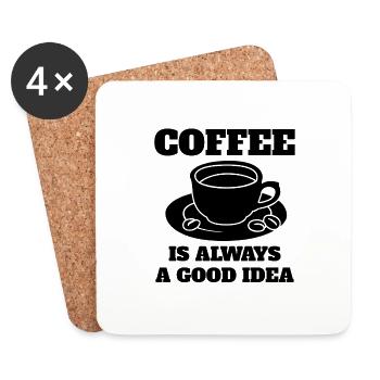 Coffee Cup Café Cadeau Café Grain Caféine - Dessous de verre (lot de 4) - blanc - Devant