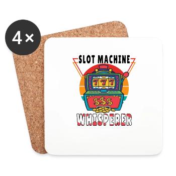 Casino Gambling Slot Machine Card Game - Coasters (set of 4) - white - Front