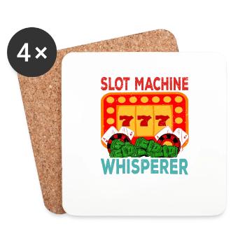 Casino Gambling Slot Machine Card Game - Coasters (set of 4) - white - Front