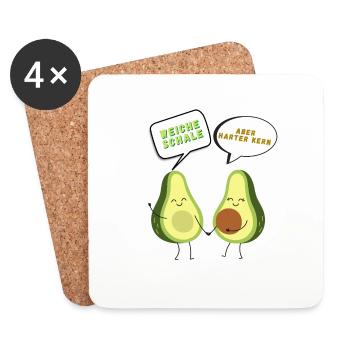 Avocado, für Veganer, ohne Fleisch - Untersetzer (4er-Set) - Weiß - Vorne