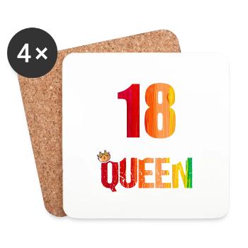 18 ans 18 anniversaire Anniversaire Reine d’anniversaire - Dessous de verre (lot de 4) - blanc - Devant