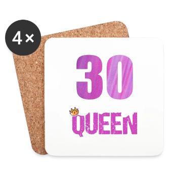 30 Jahre Alt 30 Geburtstag Birthday Queen - Untersetzer (4er-Set) - Weiß - Vorne