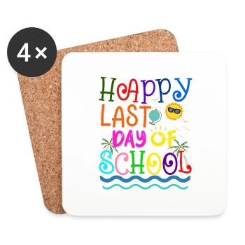 Happy Last Day Of School Teacher Student Graduated - Coasters (set of 4) - white - Front