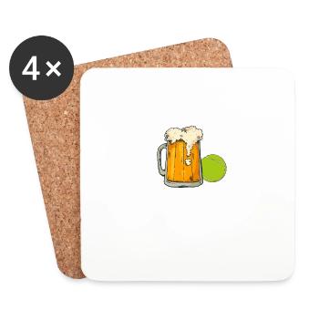 Tennis Und Bier Darum Bin Ich Hier Tennisspieler - Untersetzer (4er-Set) - Weiß - Vorne