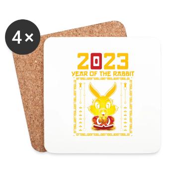 New Years Of The Rabbit 2023 Fengshui More Wish - Coasters (set of 4) - white - Front