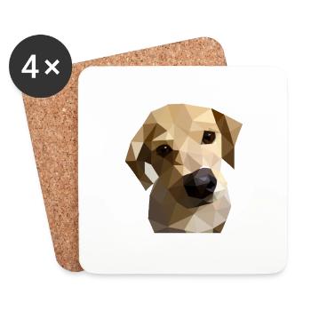 Low Poly Labrador Chien - Dessous de verre (lot de 4) - blanc - Devant