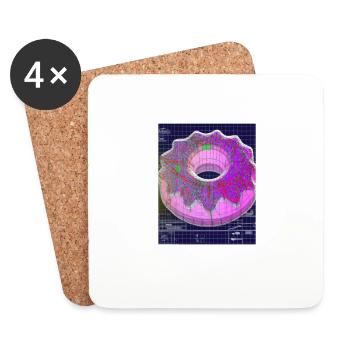 Donut Blueprint Pastry Chef Cake Baking - Coasters (set of 4) - white - Front