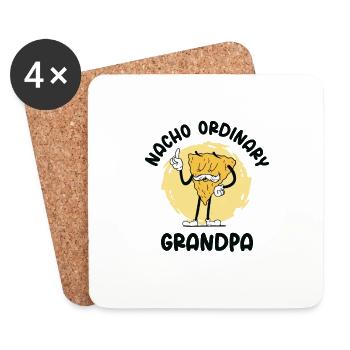 Fête des grands-parents Grand-père Nacho Papa Blague - Dessous de verre (lot de 4) - blanc - Devant