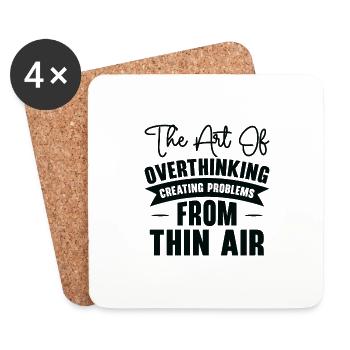 Overthinking Vintage Typography Overanalyzing - Coasters (set of 4) - white - Front