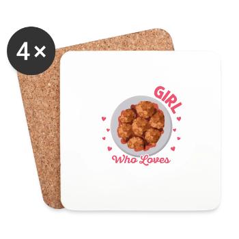 Juste une fille qui aime les boulettes de viande Foodie Noodles Ita - Dessous de verre (lot de 4) - blanc - Devant