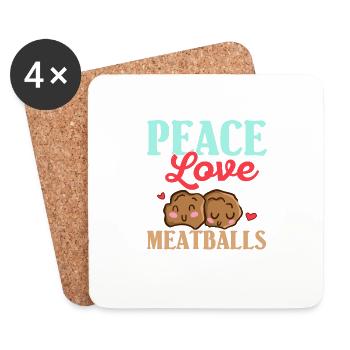 Peace Love & Meatballs Foodie Noodles Italian Food - Coasters (set of 4) - white - Front
