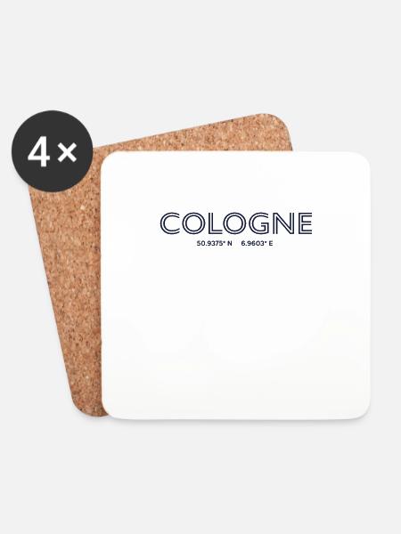 Germany Stadt Koordinaten - Cologne - Untersetzer (4er-Set) - Weiß