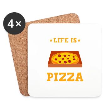 Life Is Short Order Pizza Funny Pizza Themed Party - Untersetzer (4er-Set) - Weiß - Vorne