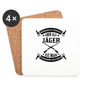 Niemand ist perfekt aber als Jäger ist man - Untersetzer (4er-Set) - Weiß - Vorne