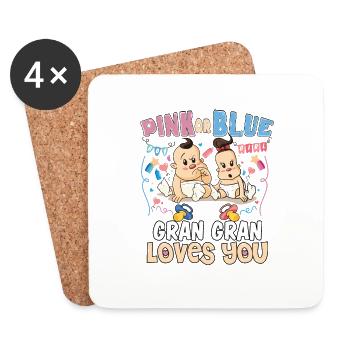 Rose ou bleu Gran Gran t’aime mieux grand-mère - Dessous de verre (lot de 4) - blanc - Devant