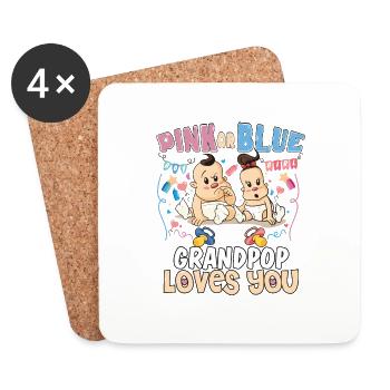 Pink or Blue Grandpop t’aime le meilleur grand-père de tous les temps - Dessous de verre (lot de 4) - blanc - Devant