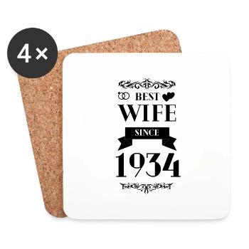 Best Wife Since 1934 Wedding Anniversary - Coasters (set of 4) - white - Front