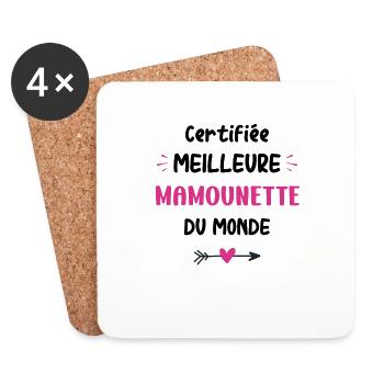 Certifiée meilleure mamounette du monde - Dessous de verre (lot de 4) - blanc - Devant