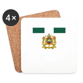 Emblème Doré Du Royaume Du Maroc Football Equipe - Dessous de verre (lot de 4) - blanc - Devant