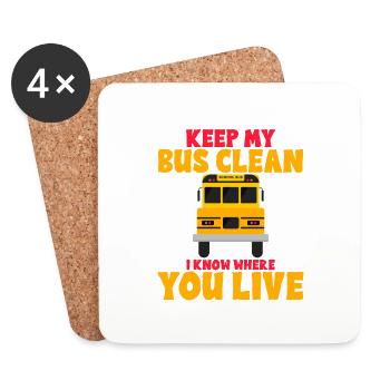 Garde mon bus propre, je sais où tu vis 2 - Dessous de verre (lot de 4) - blanc - Devant