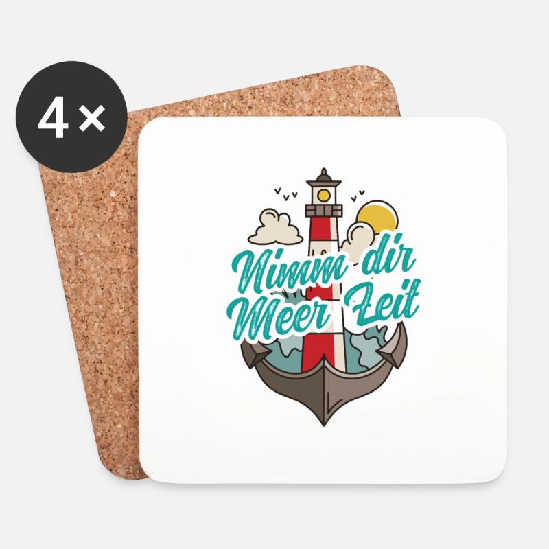 Nimm Dir Meer Zeit Nordsee Geschenk Leuchtturm - Untersetzer (4er-Set) - Weiß