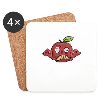 Halloween Apfel Zombie Lebensmittel Obst Monster - Untersetzer (4er-Set) - Weiß - Vorne