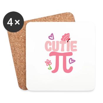 Cutie Pi Day Drôle Mignon Nerd Geek Pretty Math - Dessous de verre (lot de 4) - blanc - Devant