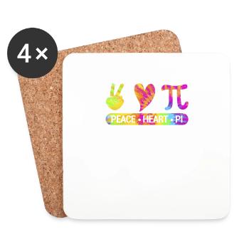 Peace Heart Pi Day Tie Coloring Mathématiques - Dessous de verre (lot de 4) - blanc - Devant