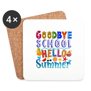Au revoir l’école Bonjour les enfants de l’école du dernier jour d’été - Dessous de verre (lot de 4) - blanc - Devant